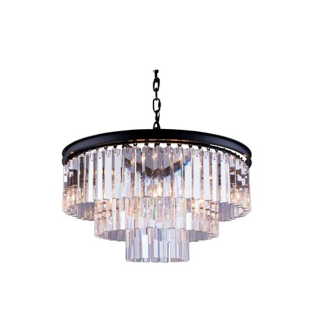 Elegant Lighting Sydney 9 light Matte Black Chandelier Clear Royal Cut Crystal 1201D26MB/RC
